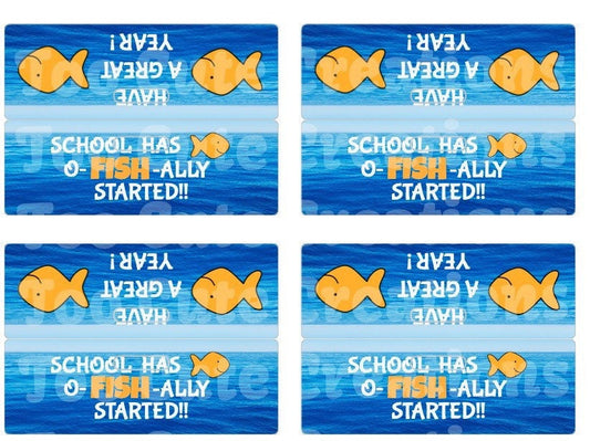 School has O-fishally started Goldfish Bag Topper, Beginning of Year, Student Gift, Goldfish Favor tag!  Great for Teachers or Room Moms!