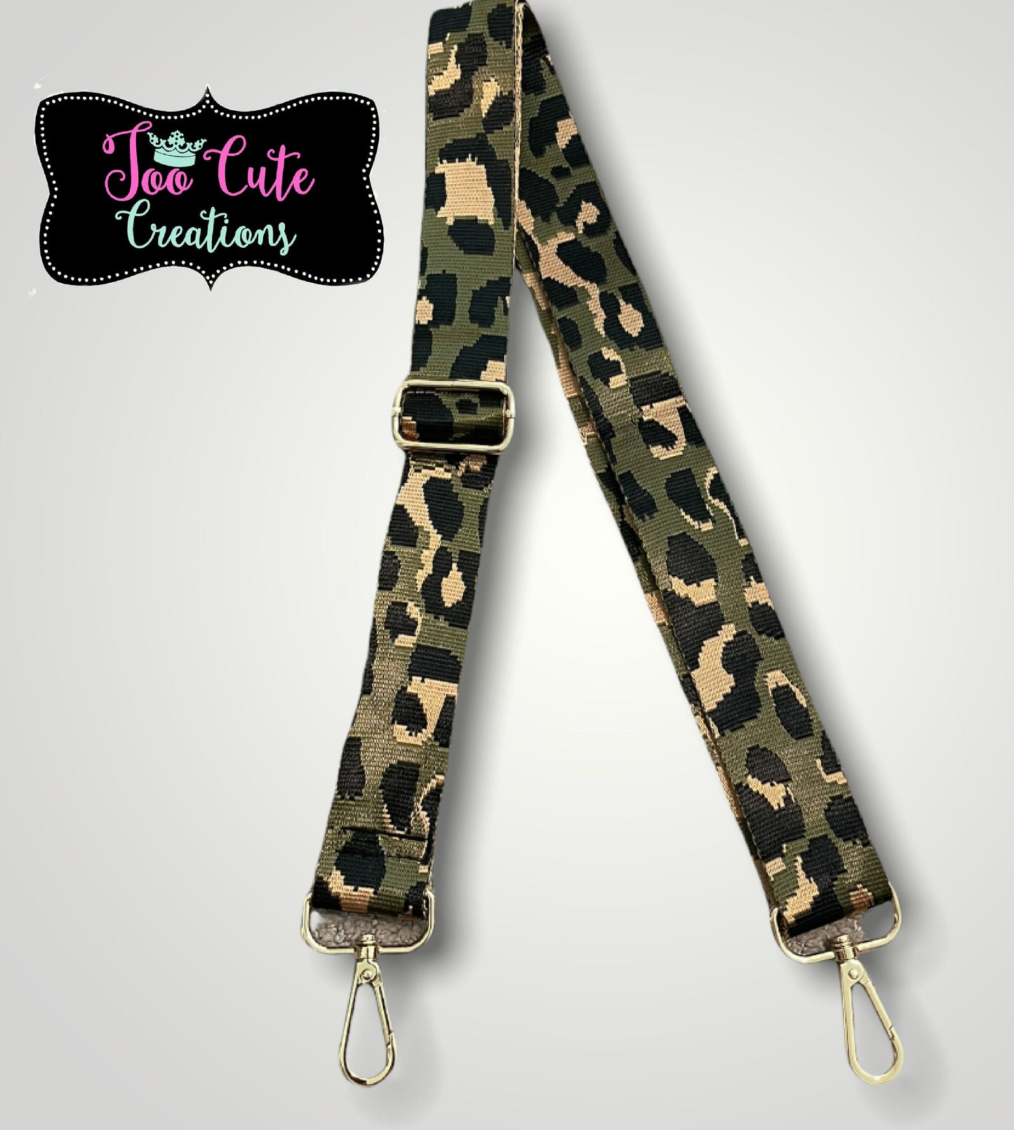 Leopard Purse Strap// Army Green Leopard// Gold Hardware