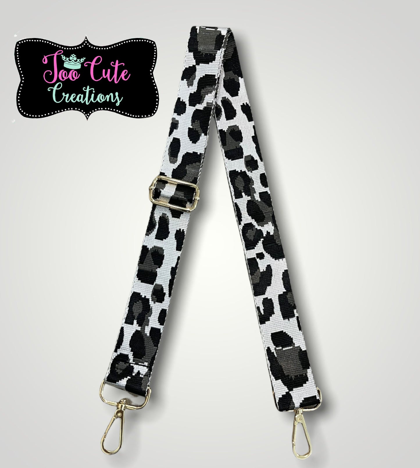 Leopard Purse Strap// Silver Grey Leopard// Gold Hardware