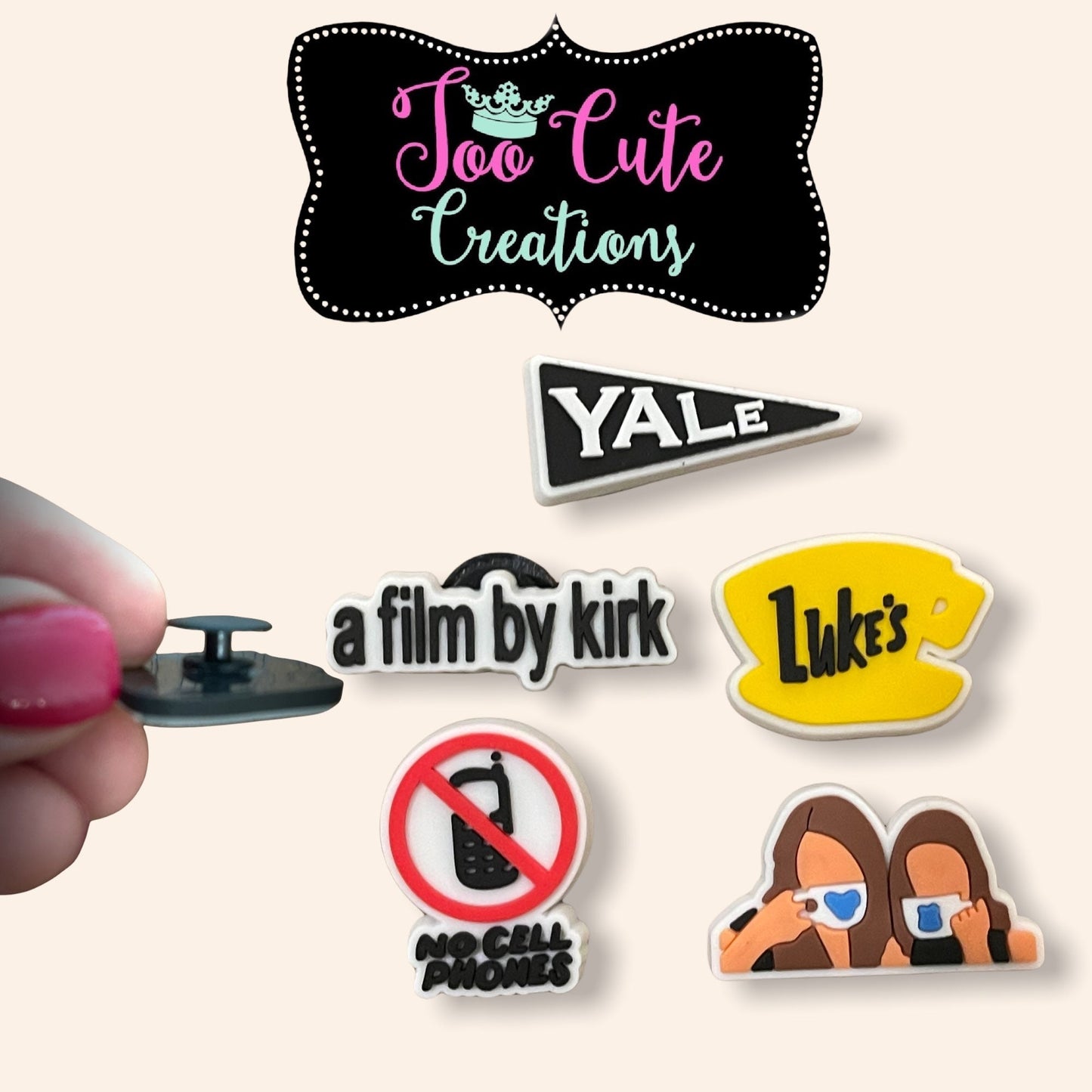 5 pc Gilmore Girls Shoe Charm , 5 Piece Shoe Charm Set, TV Series Charms, Luke’s/a film by Kirk