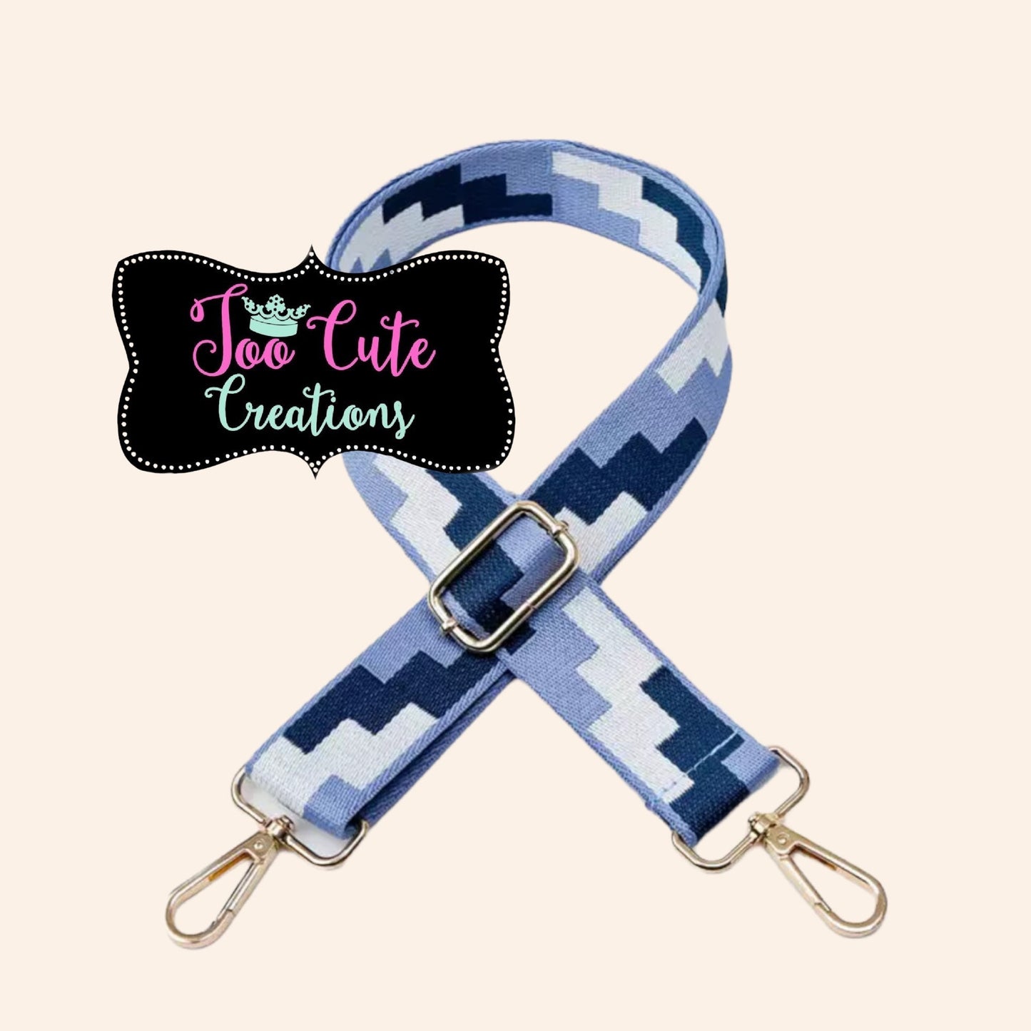 Periwinkle/Blue Shades Woven Canvas Purse Strap// // Gold Hardware