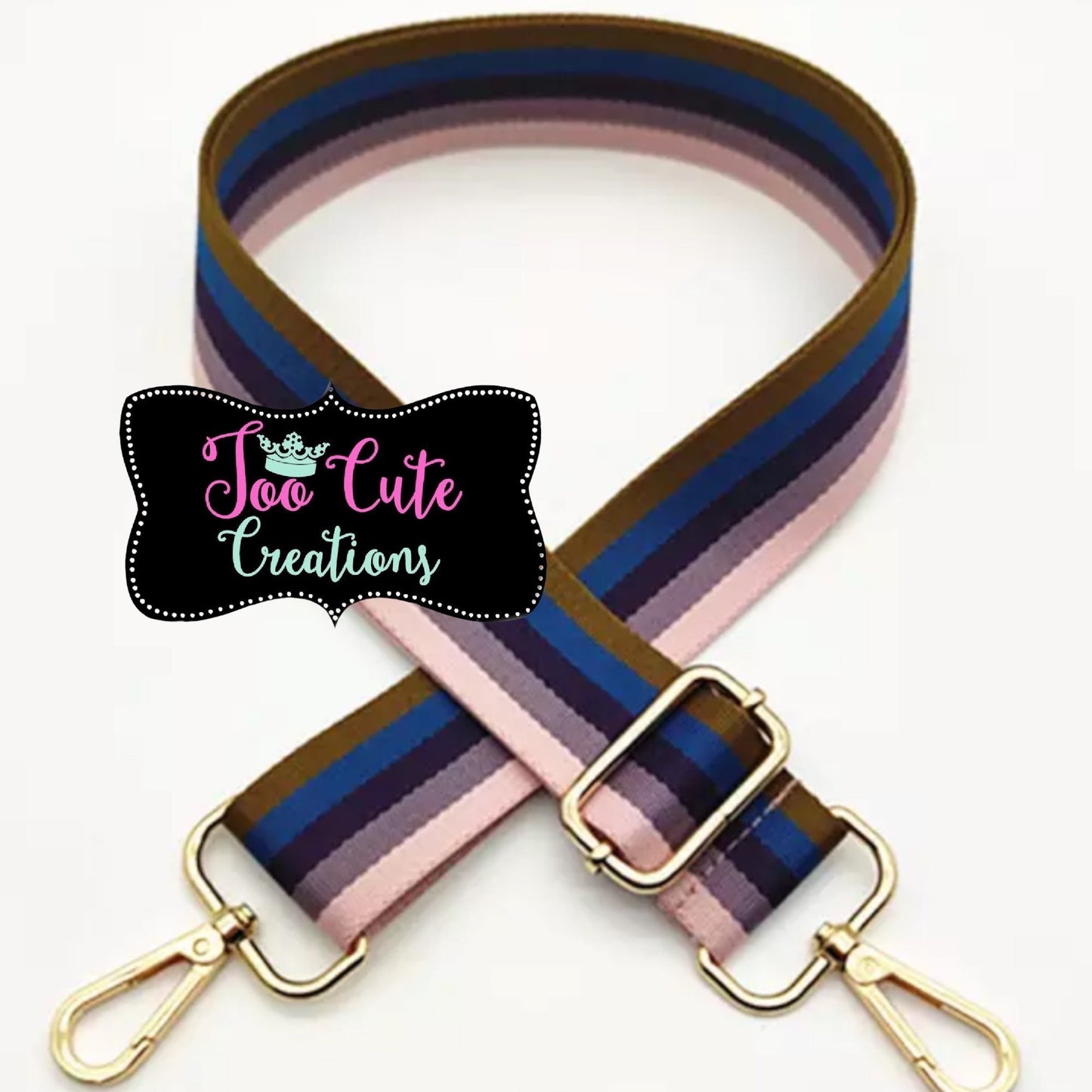 Fall, Striped Purse Strap, Game Day Gear, Football Season Purse Strap, pink/brown/blue/ Gold Hardware