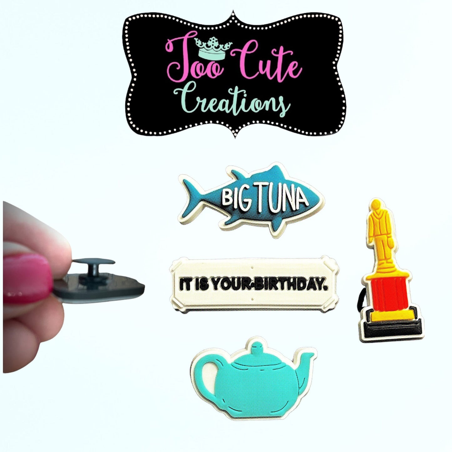 4 pc The Office, Charm Set, TV Series Charms, Big Tuna, Teapot, The Dundies