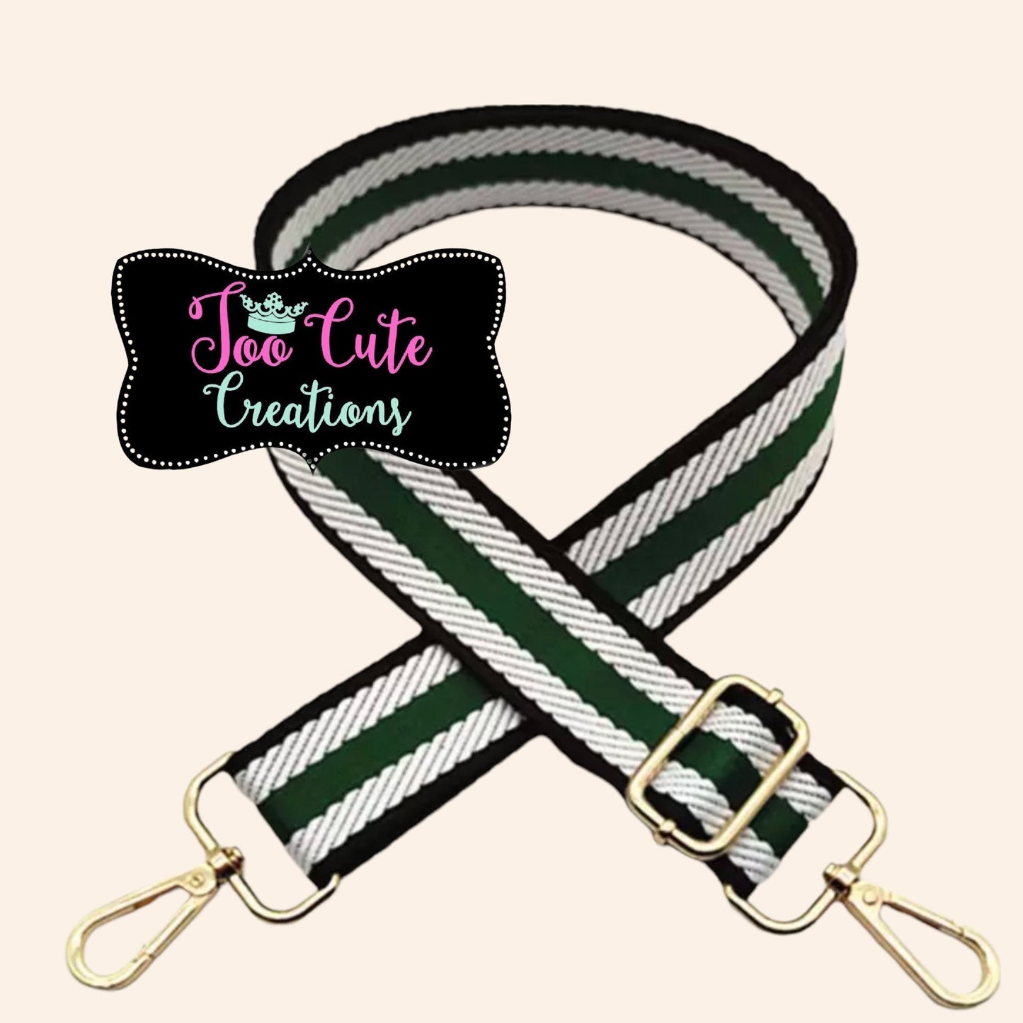 Baylor/Michigan State Purse Strap, Green/Black/White, Football Season Purse Strap, Gold Hardware