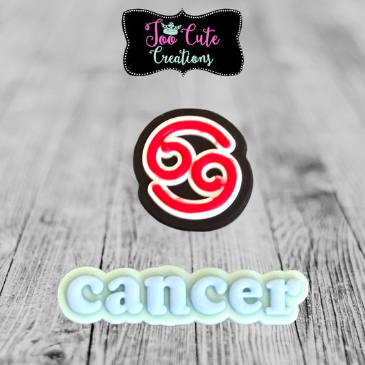 2 pc Cancer Zodiac Sign/Symbol Croc Charms | Astrology Lit Croc Charms| Bracelet Charms |Accessories