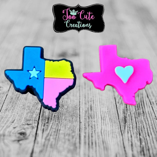 2 pc Pink Texas Croc Charm Set, Texas Charm Set, Girly Texas Set