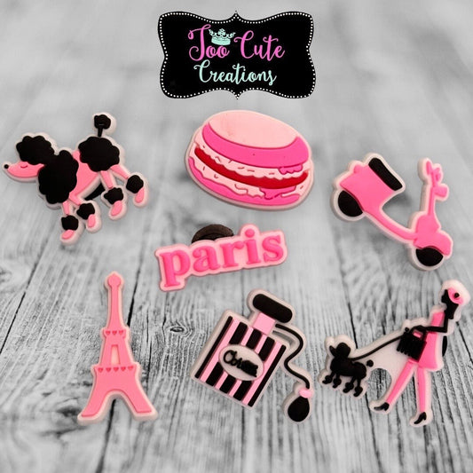 Pink, Paris, Macaroon Travel, Girly,  Shoe Charm, Kids Shoe Charm Accessories