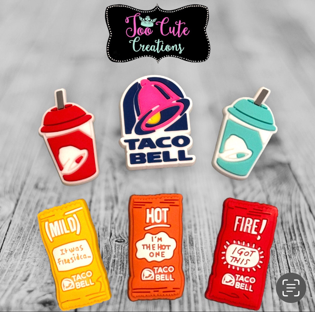 Taco Fast Food, Taco Sauce, Baja Blast, It was Fires Idea, I'm the Hot One, Fire Sauce, Fast Food, Midnight Snack, Shoe Charm Set