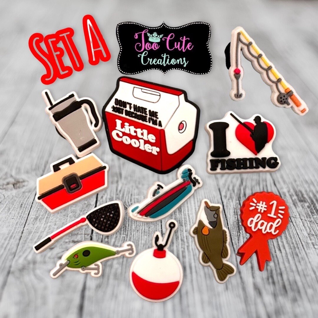 Fishing Theme Shoe Charms, Father's Day Shoe Charm, Croc Charm, Shoe Accessory