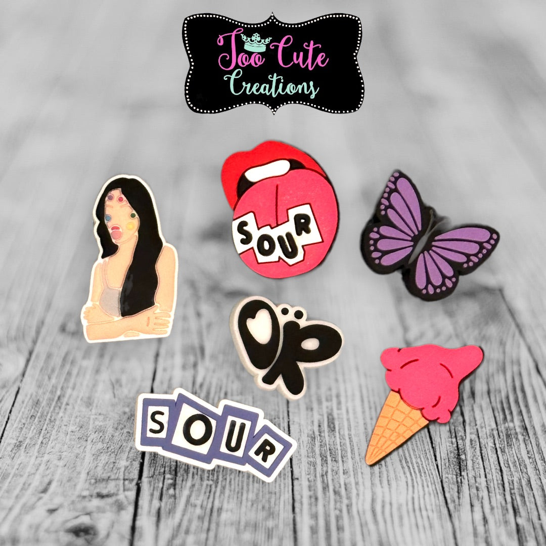 Olivia Shoe Charm 6 pc. Set, Drivers License, Deja Vu, , Brutal, Sour Tour, Good For You,