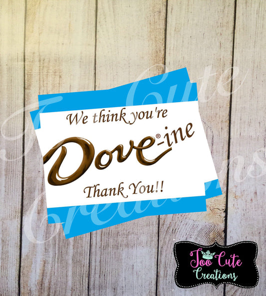 Dove Thank You Tags// Candy Tags for Teacher Appreciation//Staff Gift//Secretary Gift