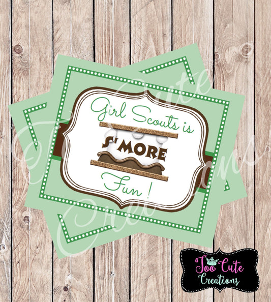 Girl Scouts is S'more Fun Gift Tag// Stickers/Tags//Gift Tags Brownies/Daisies/ Juniors