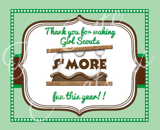 Girl Scouts S'more Fun Thank you Tag//Leader Gifts// Stickers/Tags//Gift Tags Brownies/Daisies/ Juniors
