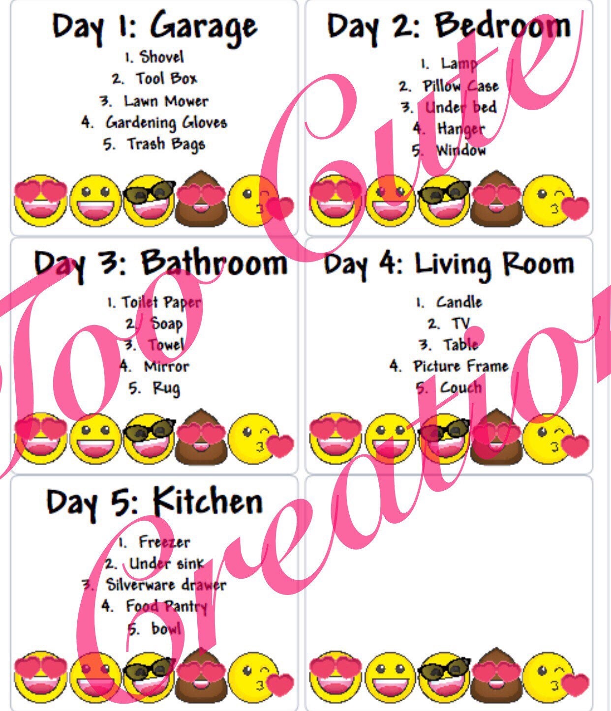 5 Kids Indoor Scavenger Hunts, 5 Emoji House Scavenger Hunt, Rainy Day Activities!