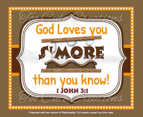 Fall God Loves You Smore Tags// Stickers/ 1 John 3:1 Gift tags for Sunday School, Bible Study, Friends