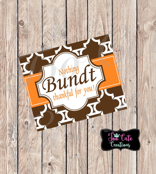 BUNDT CAKE Thank You tags//Fall//Thanksgiving//Thank You tags for Volunteers, Parents, Staff, Friends, or Neighbors!