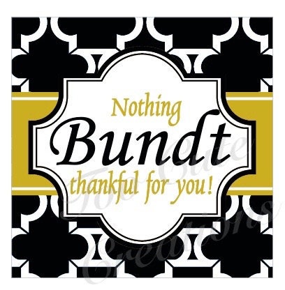 BUNDT CAKE Thank You tags/Black and Gold/2 inch//Thank You tags for Volunteers, Parents, Staff, Friends, or Neighbors!