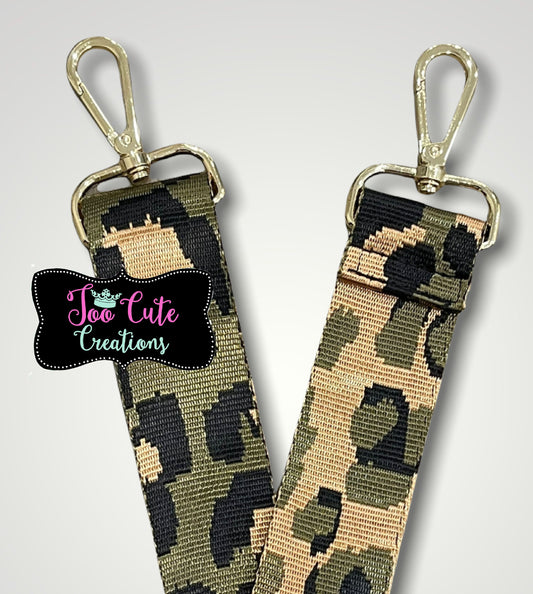 Leopard Purse Strap// Army Green Leopard// Gold Hardware