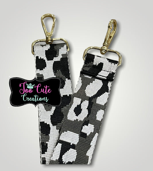 Leopard Purse Strap// Silver Grey Leopard// Gold Hardware