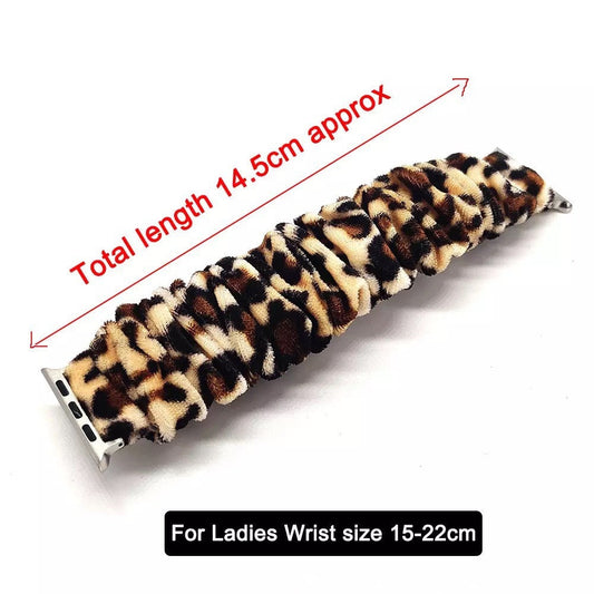 Apple Watch Scrunchie Band//Teal-Burnt Orange-Black Leopard// 38mm/40mm/42mm/44mm Size// Ladies Watch Band