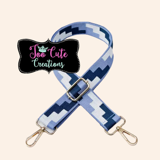 Periwinkle/Blue Shades Woven Canvas Purse Strap// // Gold Hardware