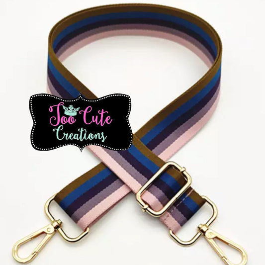Fall, Striped Purse Strap, Game Day Gear, Football Season Purse Strap, pink/brown/blue/ Gold Hardware