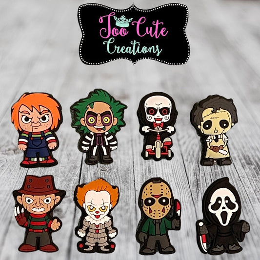 Horror Movie Characters 8 pc. Croc Charm Set | Halloween Croc Charms | Scary Croc Charms | Fashion Charms | Croc Accessories | Bracelet Charms