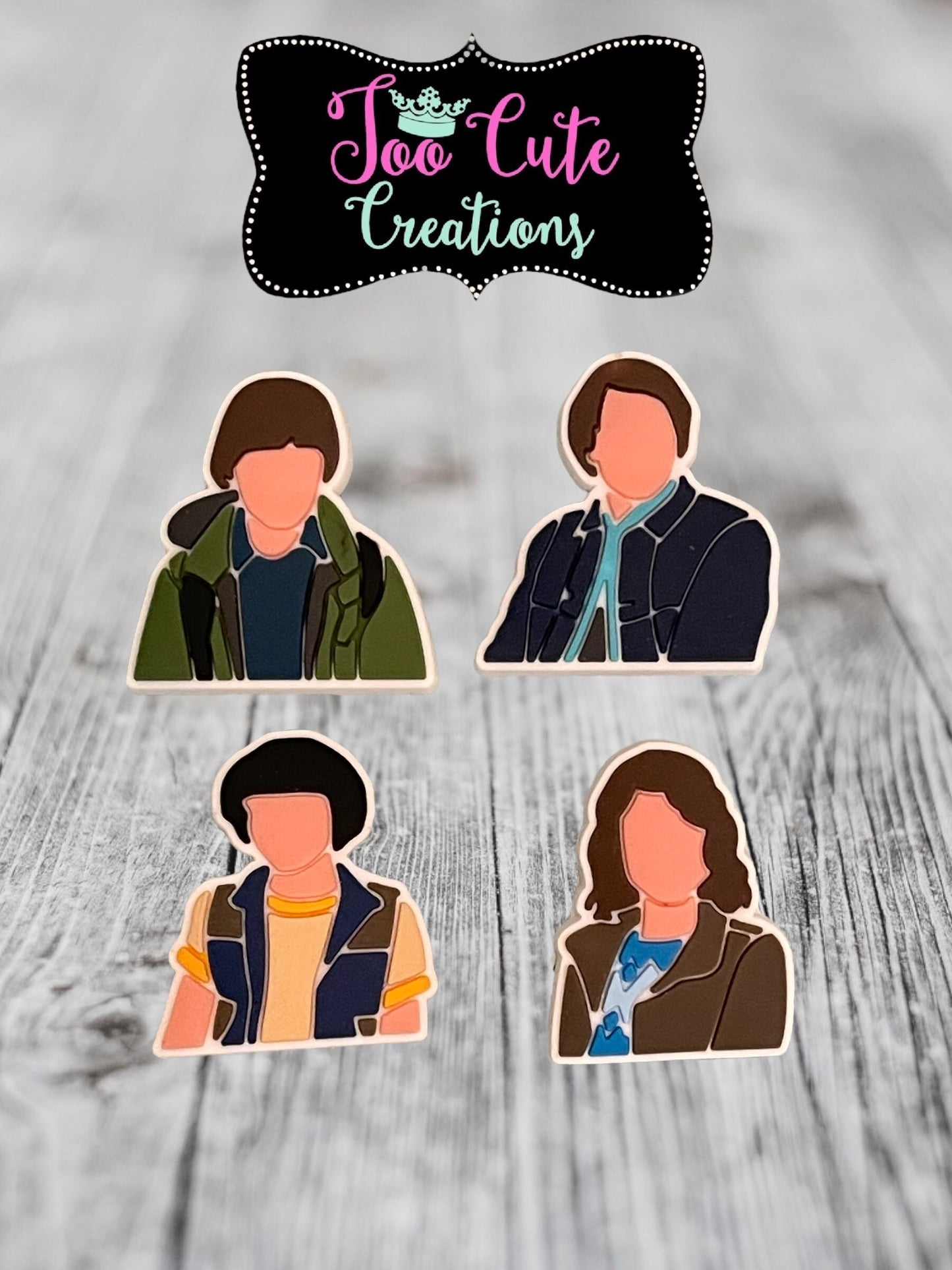 4 pc Favorite Stranger Thang Siblings...Mike, Jonathan, Nancy, Will, Croc Charms | Lit Croc Charms