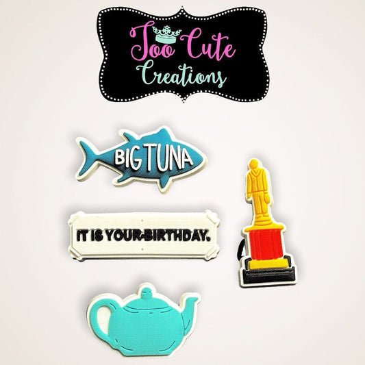 4 pc Office Charm Set, TV Series Charms, Big Tuna, Teapot, The Dundies