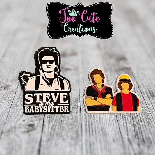 2 pc Steve and Dustin Babysitter Croc Charms | Lit Croc Charms| Bracelet Charms Accessories