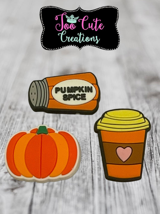 3 pc Pumpkin Croc Charms, Fall Shoe Charm Set, Charm Set, Pumpkin Spice Everything Accessories