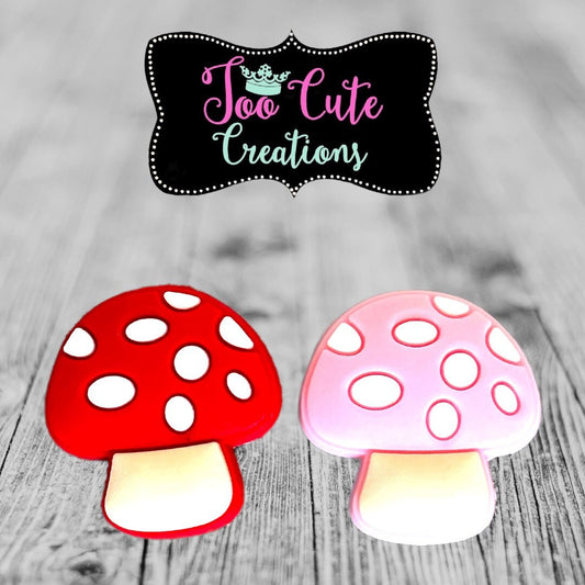 2 Pc Pink & Red Mushroom Shoe Charm Set Gardening Charm, Shoe Accessory, Mushroom Charm, Gardening Gift