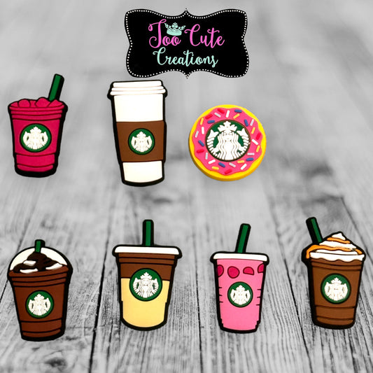 Starbucks Coffee Theme Croc Charms, Pink Drink, Caramel Latte Croc Charm, Mocha Latte, Shoe Charm, Charm Accessories