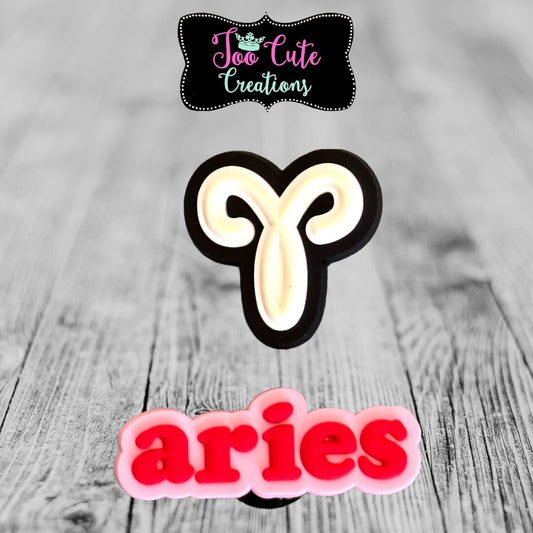 2 pc Aries Zodiac Sign/Symbol Croc Charms | Astrology Lit Croc Charms| Bracelet Charms |Accessories
