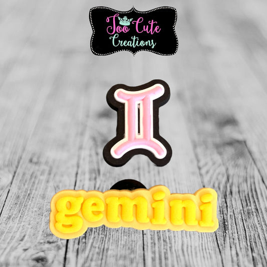 2 pc Gemini Zodiac Sign/Symbol Croc Charms | Astrology Lit Croc Charms| Bracelet Charms |Accessories