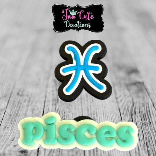 2 pc Pisces Sign/Symbol Croc Charms | Astrology Lit Croc Charms| Bracelet Charms |Accessories