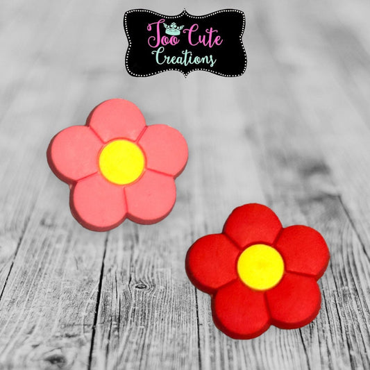 2 pc. Pink & Red flower Shoe Charm Set ,Floral Croc Charm Set, Gardening Charm, Shoe Accessory