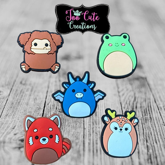Squishmallows Shoe Charm 5 pc. Set, Deer, Red Fox, Frog, Bear, Dragon, Charm