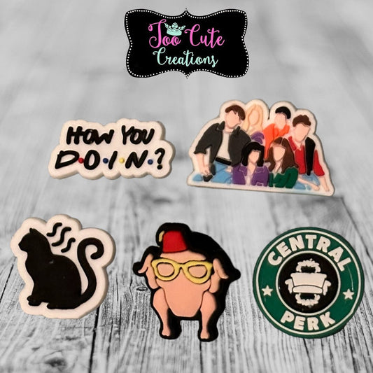 5pc Friends Croc Shoe Charm Set, 5 Piece Shoe Charm Set, TV Series Charms, Lit Croc charm Set