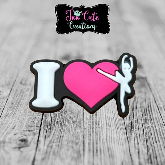 I love Ballet Croc Charm, Dance Shoe Charm, Shoe Charm, Croc Charm, Shoe Accessory