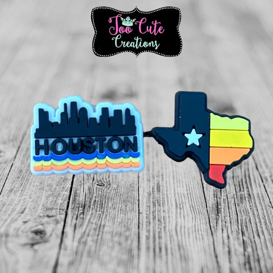 2 pc Houston Croc Charm Set, Texas Charm Set
