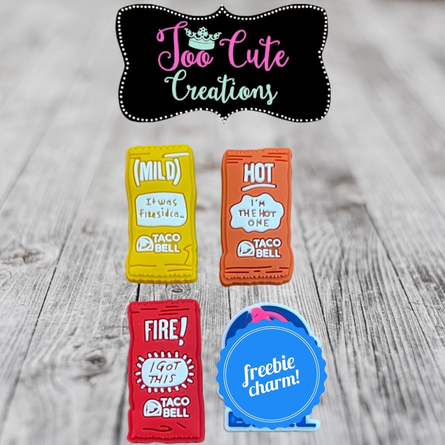 4 pc Taco Fast Food Shoe Charms, Hot Sauce, Fire Sauce, Fast Food, Midnight Snack, Shoe Charm Set