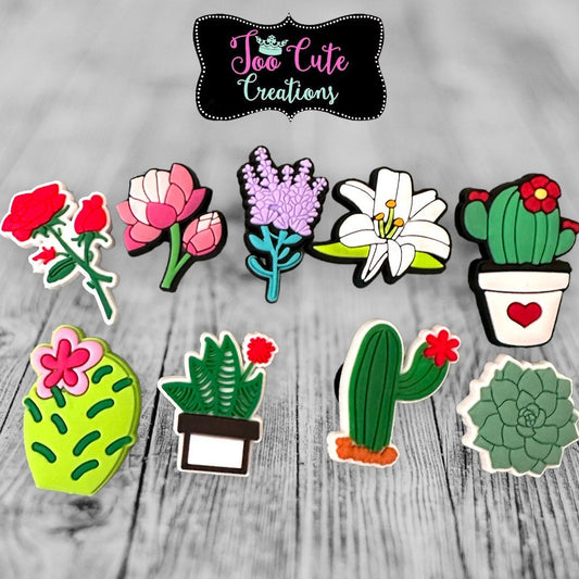 Flower Cactus Charms| Rose, Lavender, Easter Lily, Peony, Cactus, Gardening Croc Charms, Shoe Charm