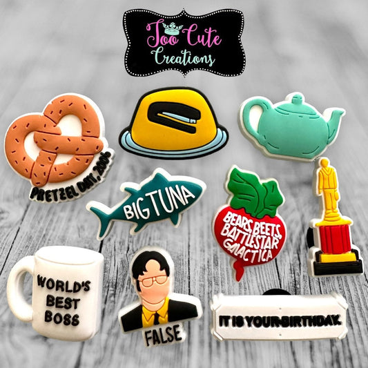 Office Shoe Charm , Shoe Charm Set, TV Series Charms, Beets/ Worlds Best Boss