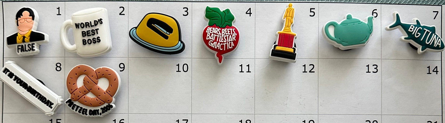 Office Shoe Charm , Shoe Charm Set, TV Series Charms, Beets/ Worlds Best Boss