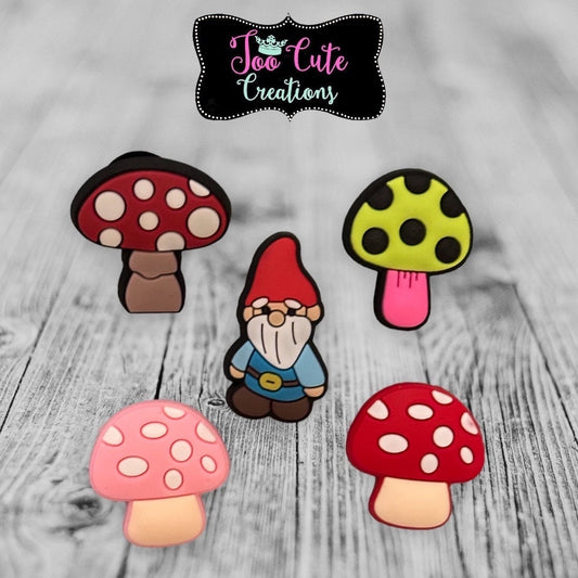 Gnome, Mushroom Shoe Charm, Garden Gnome Croc Charm Set, Gardening Charm, Shoe Accessory, Gardening Gift