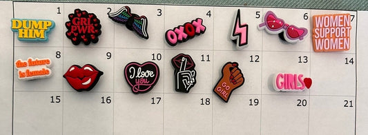 Go Girl, Girl Power, Dump Him, Lightening  Bolt, Girly Themed Shoe Charms,  Charm Accessories