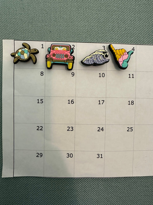 Beach Theme Croc Charm- Sea Turtle, Wave, Jeep, Hang 10 | PVC Charm | Shoe Clip | Charm | Accessory