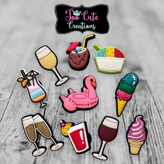 Summer Drinks and Treats Croc Charm , Tropical Croc Accessories, Lit Charms