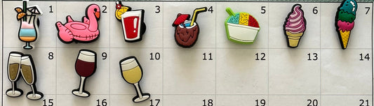 Summer Drinks and Treats Croc Charm , Tropical Croc Accessories, Lit Charms